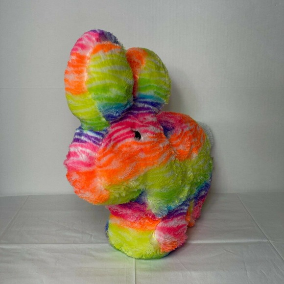 DAnDee Neon Rainbow Plush Rabbit Stuffed Toy 17" - Picture 4 of 9